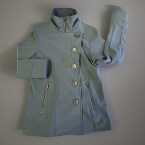 Prana Jacket Women Medium Green Coat Outdoor Flared Breasted Microfleece Spandex